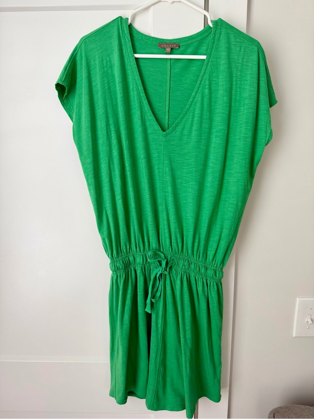 Lilla P Bright Green V-Neck Drawstring Dress